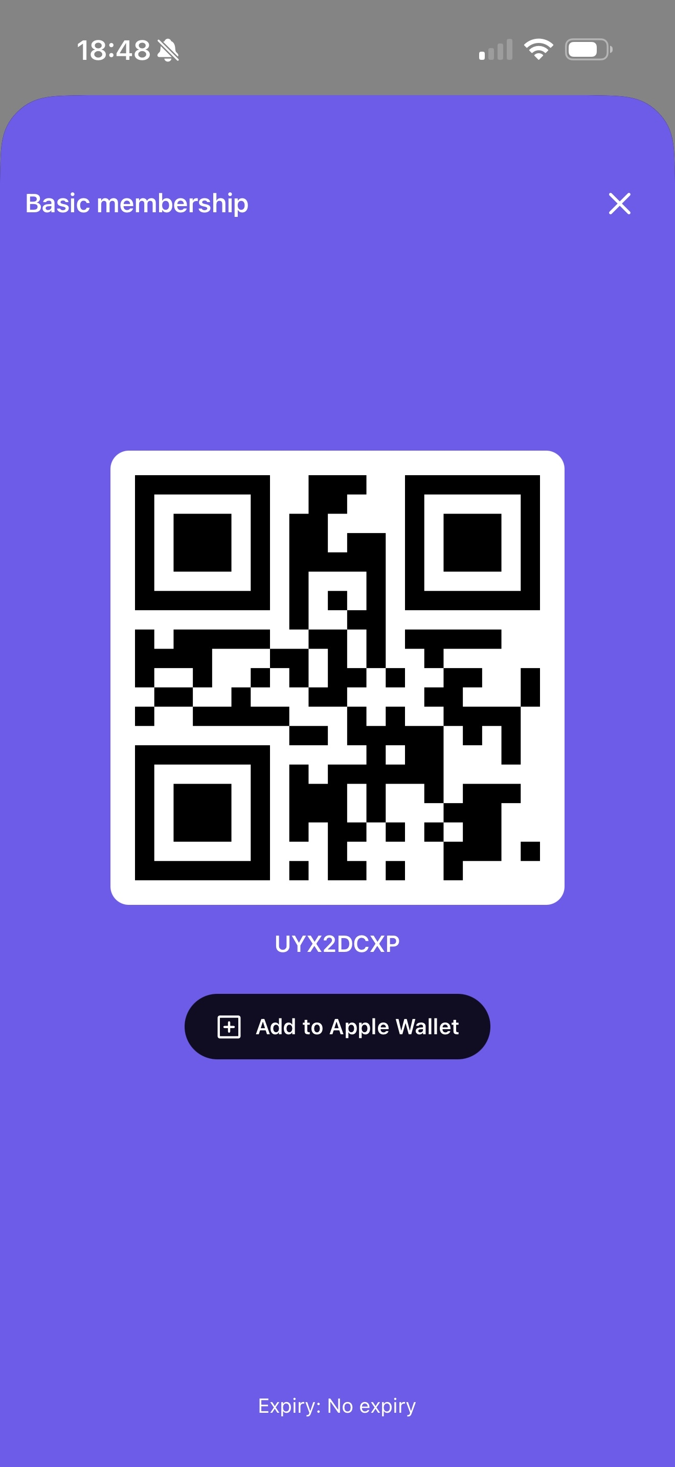 QR check-in in the Dyno member app