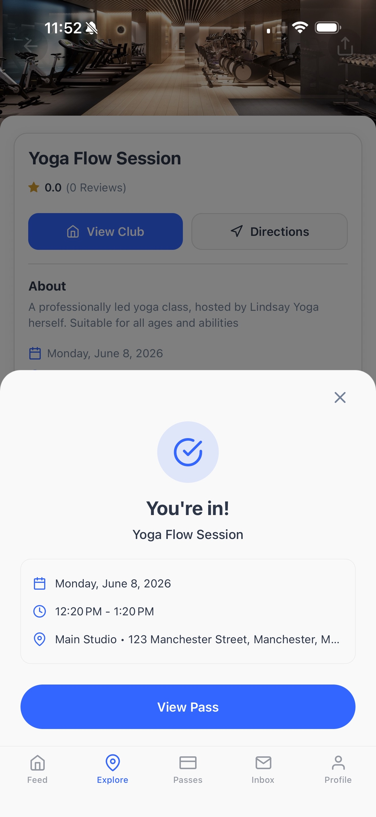 Browsing events in the Dyno member app